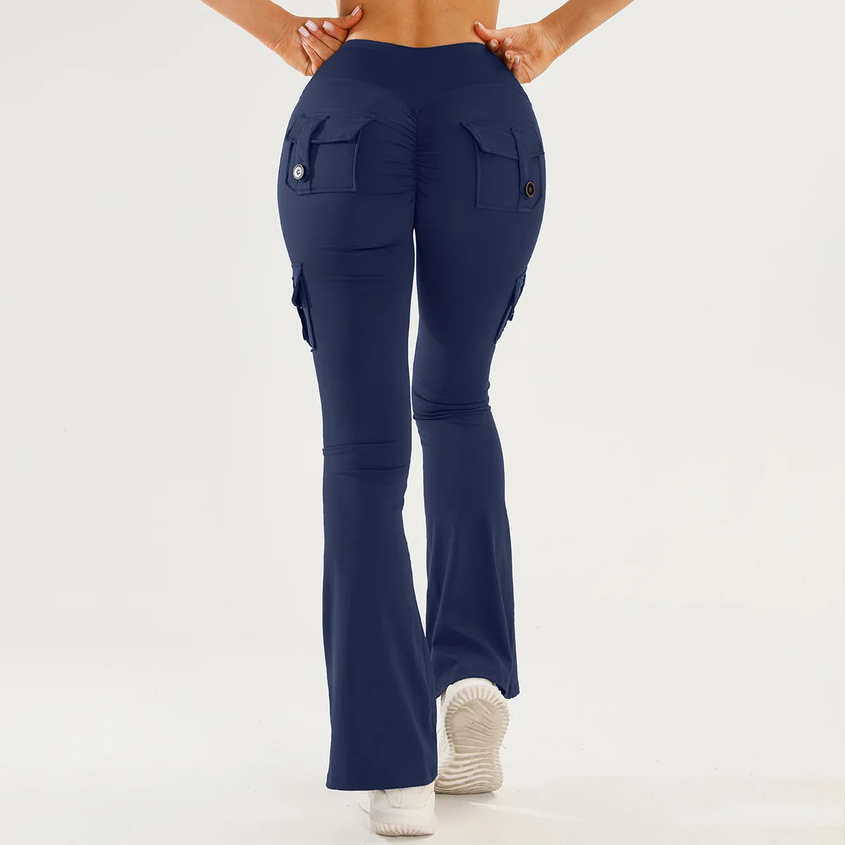 Women's High-Waist Flared Yoga Pants with Pockets