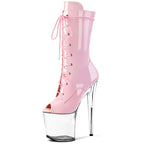 8 Inch Peep-Toe Lace-Up Platform Pole Dance Ankle Boots
