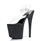 8 Inch Clear Strap Printed Platform Pole Dance Heels