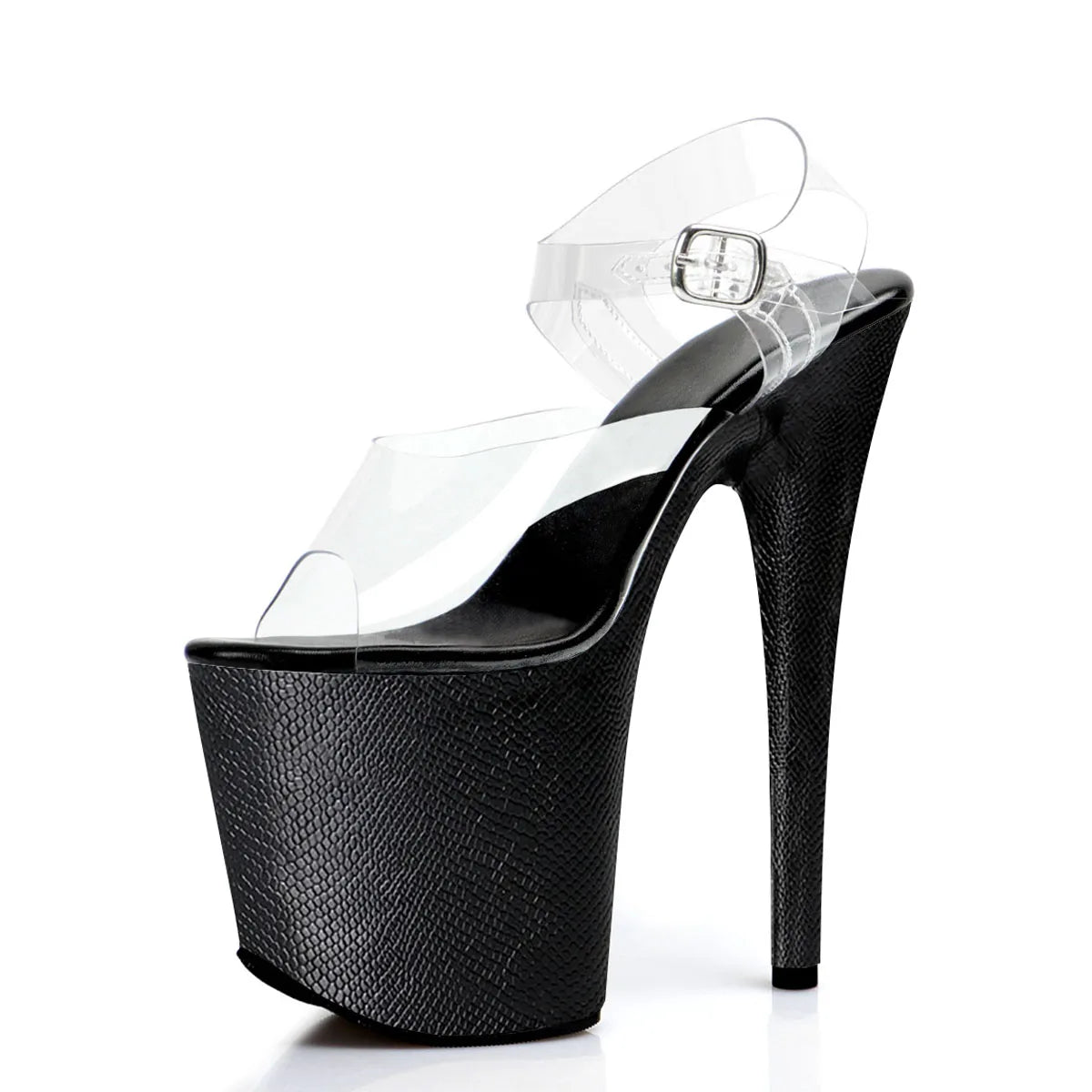 8 Inch Clear Strap Printed Platform Pole Dance Heels