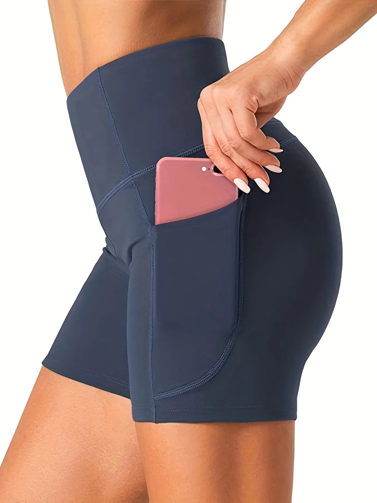 Women's High-Waist Yoga Shorts with Pocket