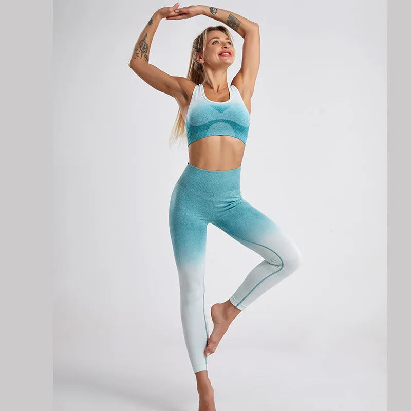Gradient Seamless Sports Bra & High-Waist Legging Set