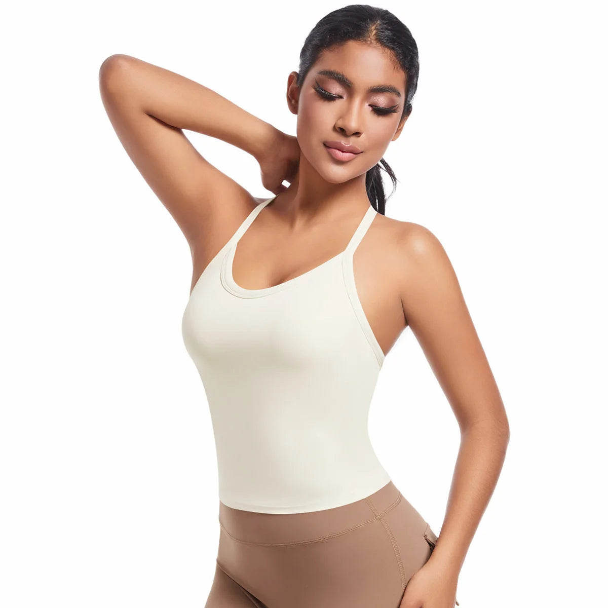 Cross Strap Backless Sports Bra | Seamless Nude-Feel Yoga Bra Top