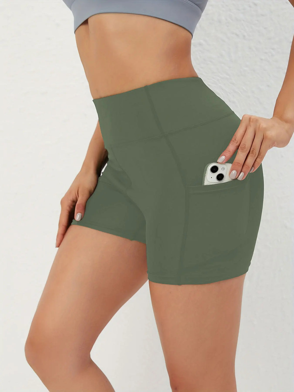 Women's High-Waist Yoga Shorts with Pocket