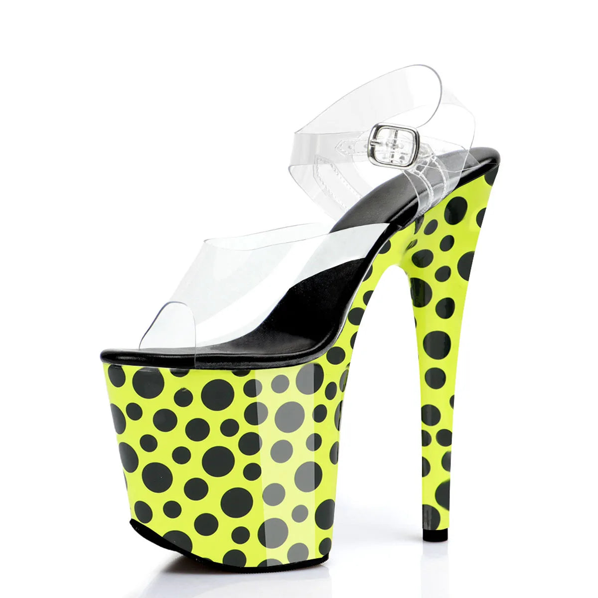 8 Inch Clear Strap Printed Platform Pole Dance Heels