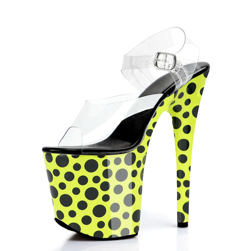 8 Inch Clear Strap Printed Platform Pole Dance Heels