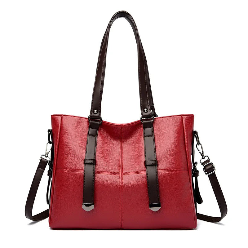 Vegan Leather Women's Tote Bag – Large Capacity Shoulder & Crossbody Handbag