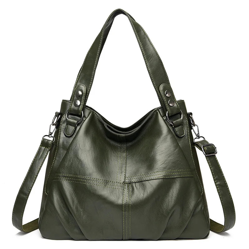 Vegan Leather Women's Shoulder Bag – Vintage Fashion Handbag with Large Capacity