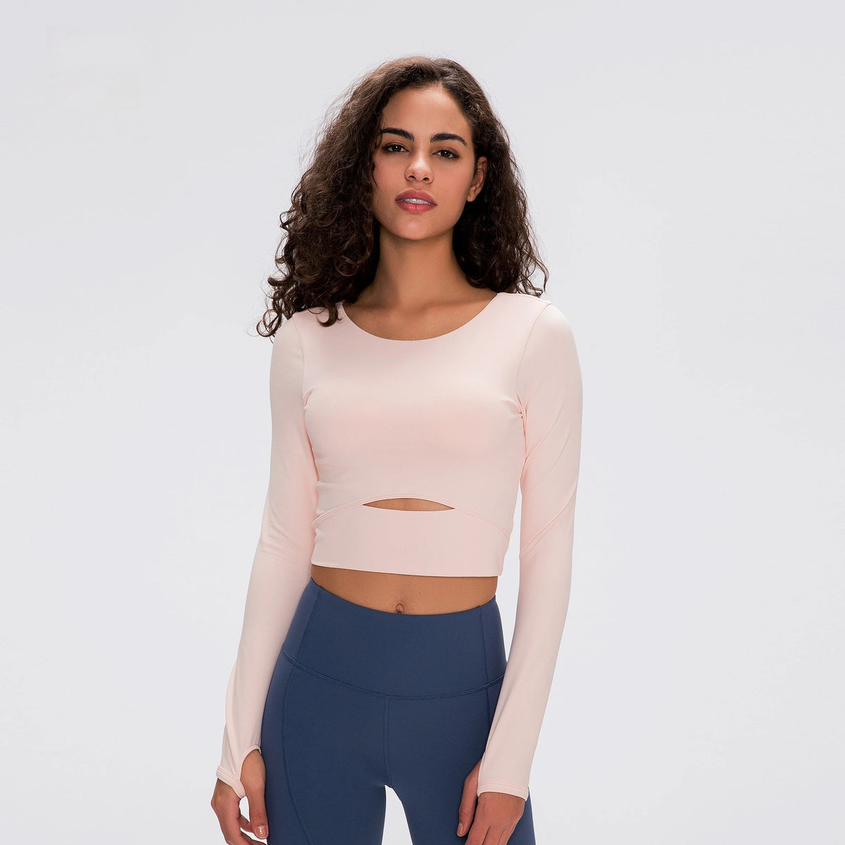 Long Sleeve Cropped Yoga Top with Thumb Holes