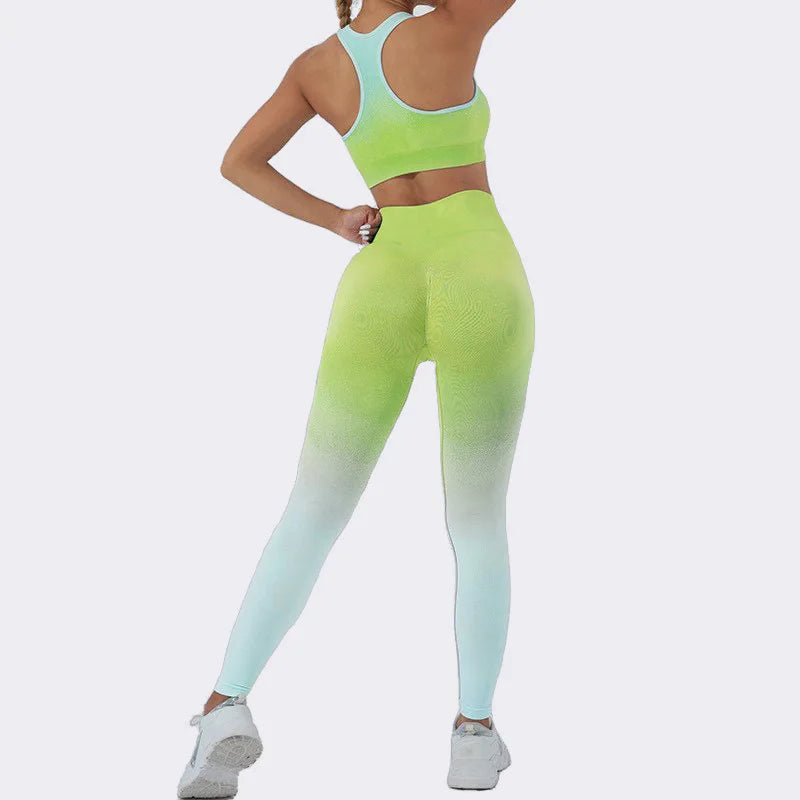 Gradient 2-Piece Yoga Set — Top & High Waist Leggings