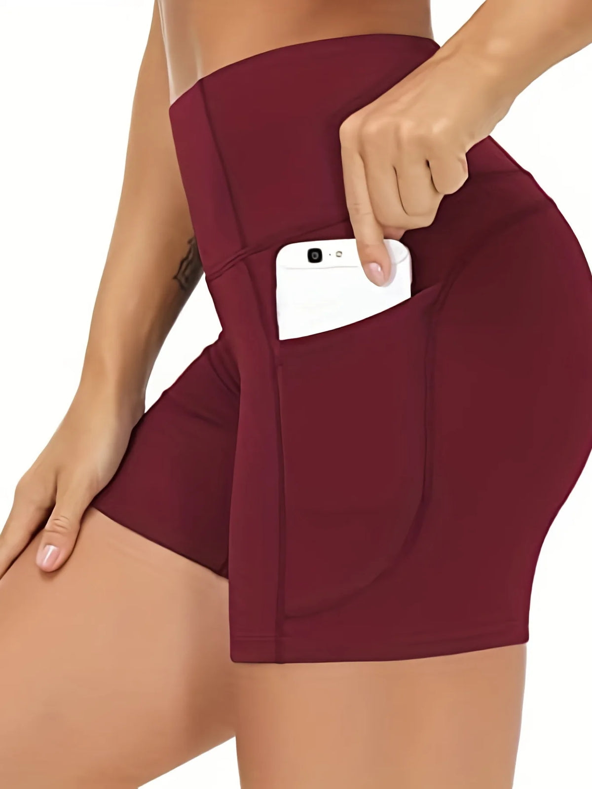 Women's High-Waist Yoga Shorts with Pocket