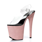 8 Inch Clear Strap Printed Platform Pole Dance Heels