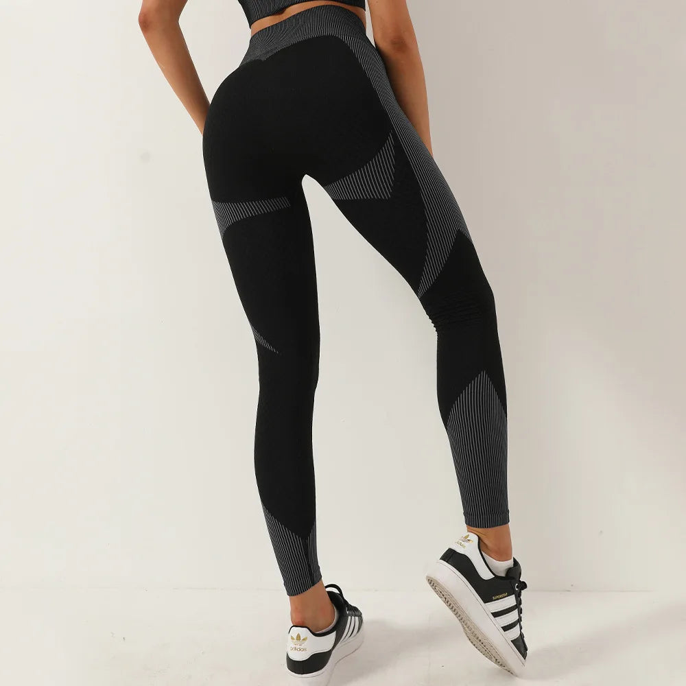 Colour-Block High-Waist Yoga Leggings