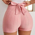 High-Waist Yoga Shorts with Bow Back Detail