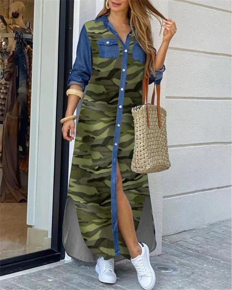 Button-Down Maxi Shirt Dress