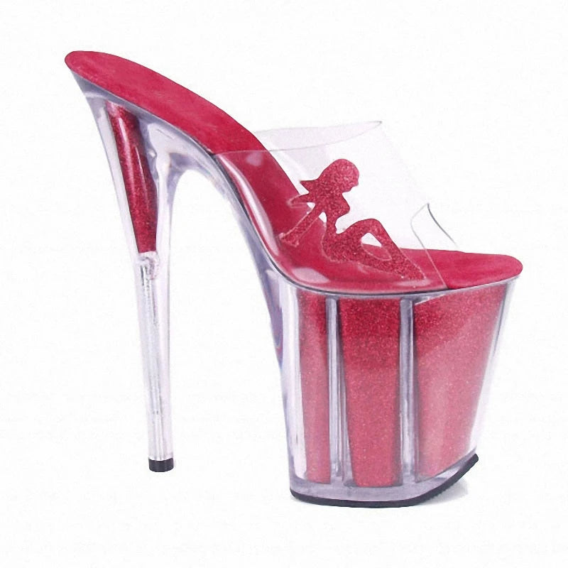 8 Inch Crystal Clear Pole Dancer Platform Heels