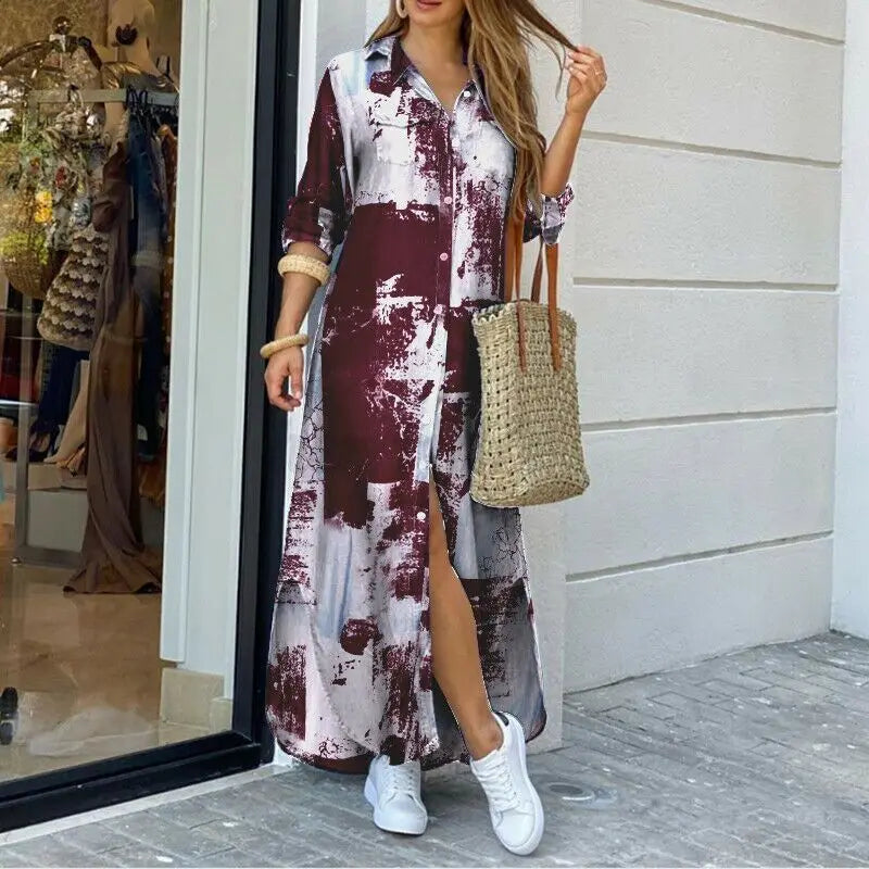 Button-Down Maxi Shirt Dress