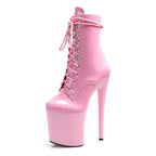 8 Inch Lace-Up Pole Dance Ankle Boots