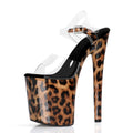 8 Inch Leopard Print Peep Toe Pole Dance Platform Heels