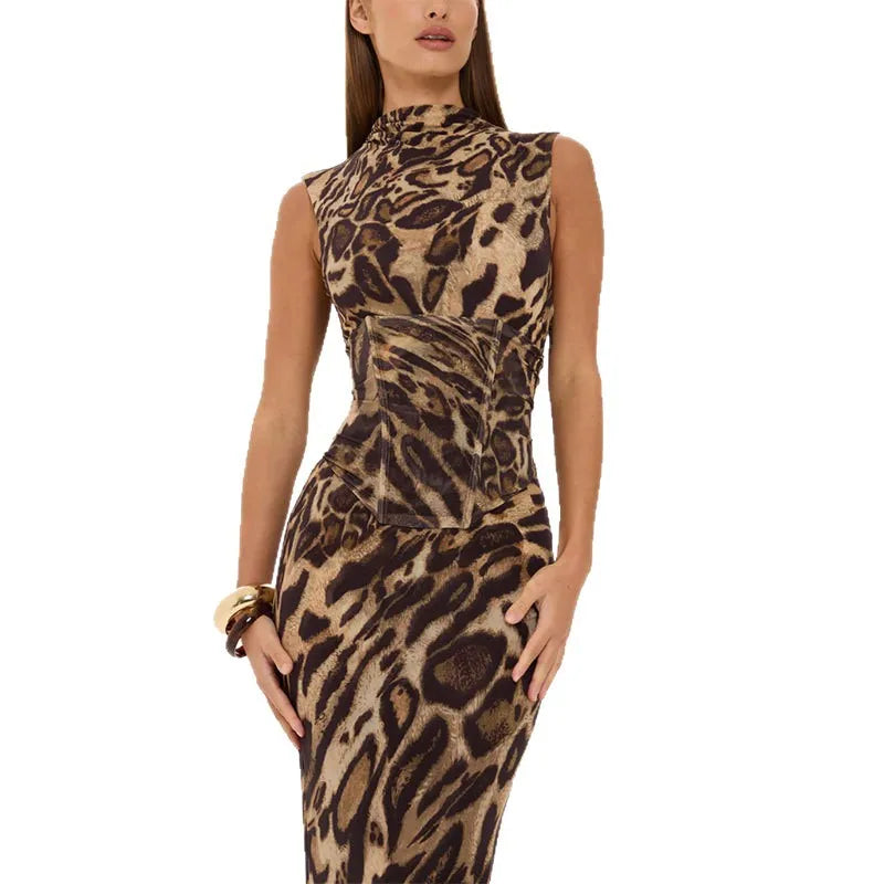 Sleeveless Bodycon Maxi Dress | Animal Print & Solid