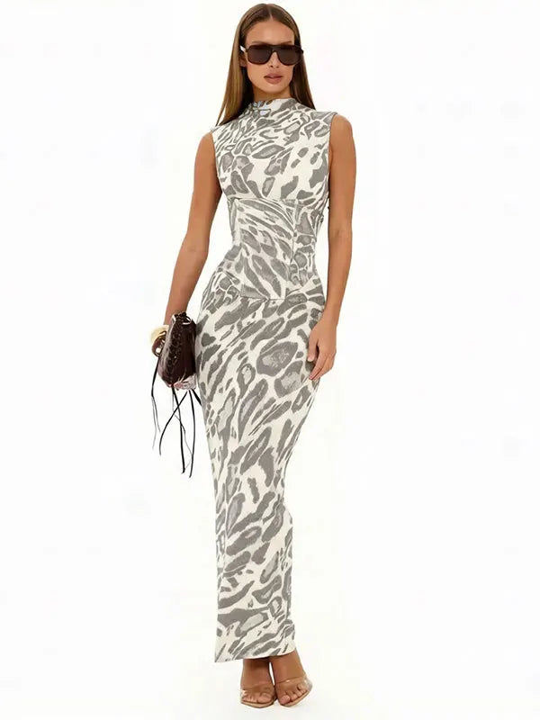 Sleeveless Bodycon Maxi Dress | Animal Print & Solid