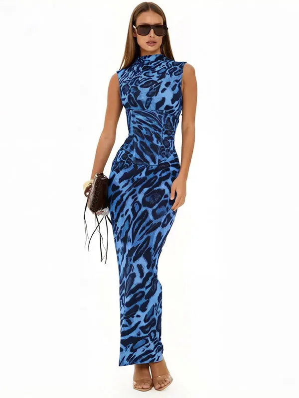 Sleeveless Bodycon Maxi Dress | Animal Print & Solid