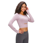 Long Sleeve Cropped Yoga Top with Thumb Holes