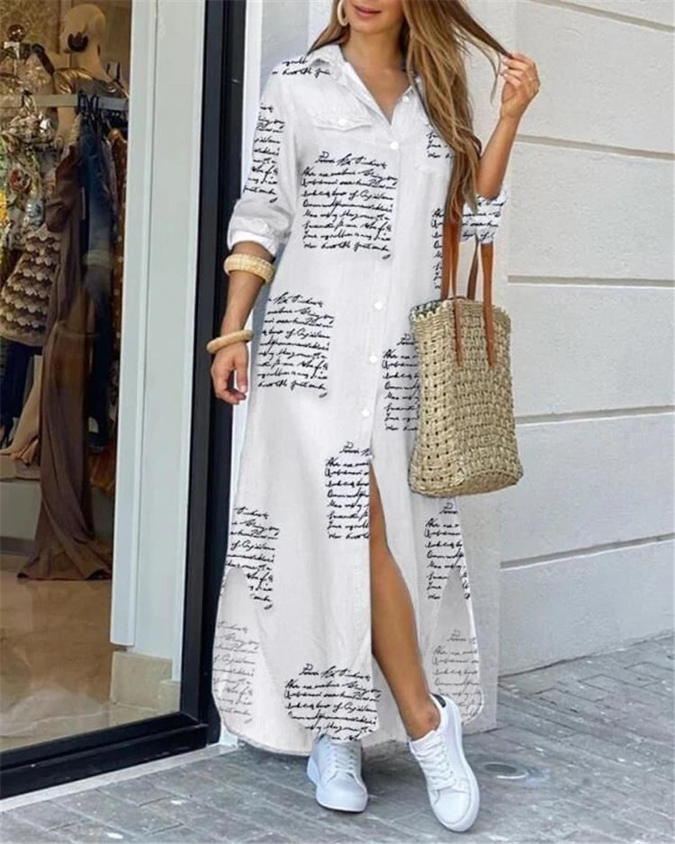 Button-Down Maxi Shirt Dress