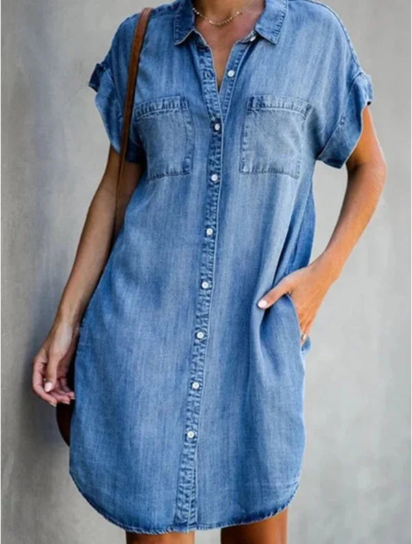 Washed Denim Shirt Dress