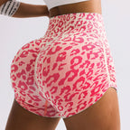 High Waist Leopard Print Booty Lift Scrunch Shorts