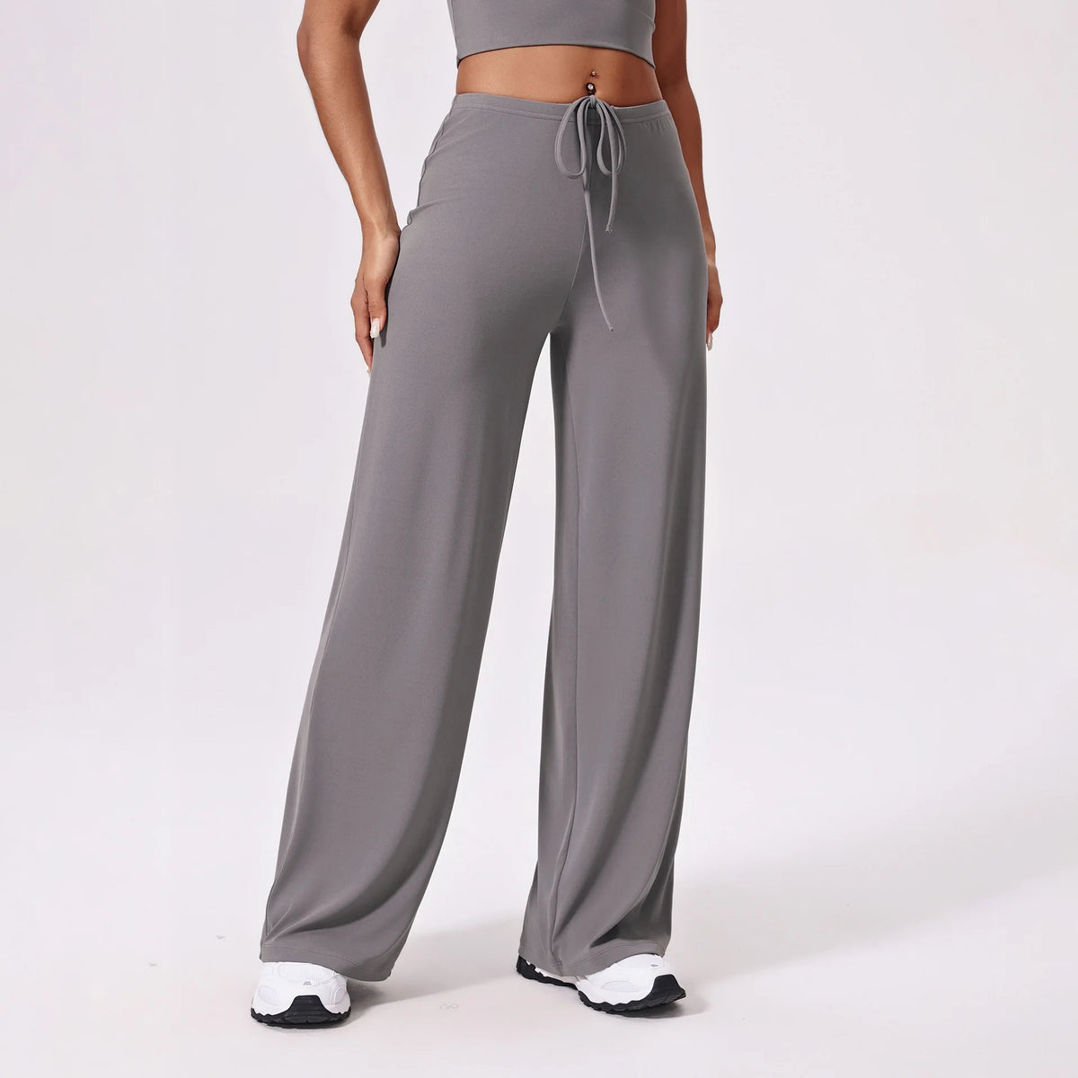 High-Waist Wide-Leg Drawstring Pants