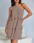 One-Shoulder Tiered Ruffle Mini Dress