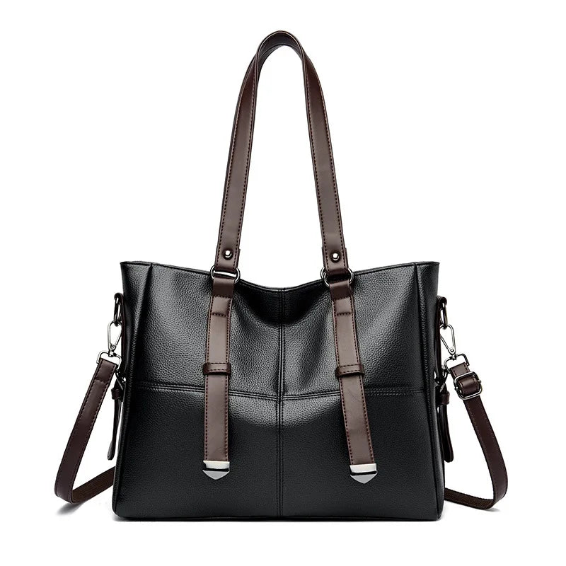 Vegan Leather Women's Tote Bag – Large Capacity Shoulder & Crossbody Handbag