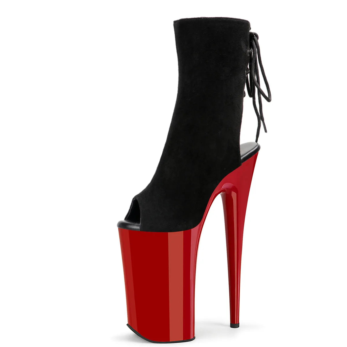 10 Inch Suede-Effect Peep Toe Platform Pole Dance Boot