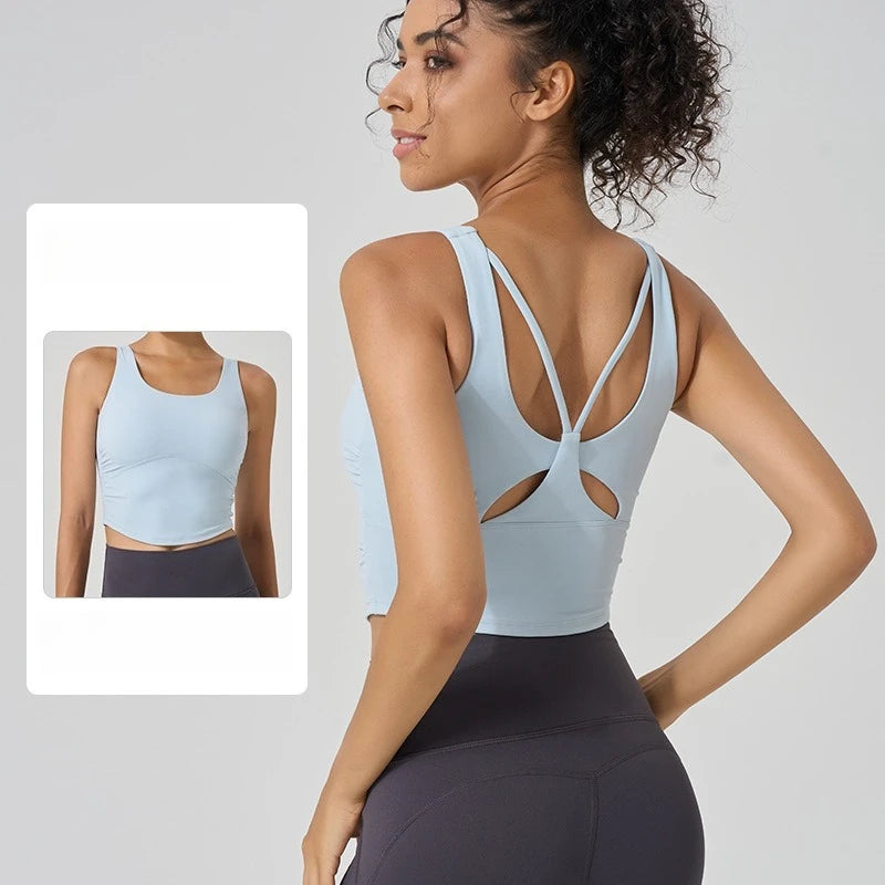 Butterfly Back Yoga Tank Top with Built-In Cup | Fitted Sports Bra Top