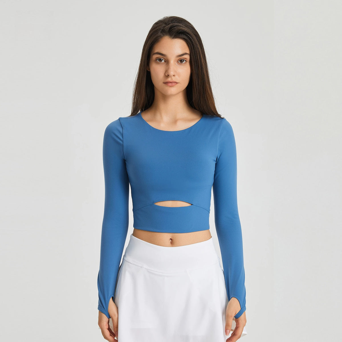 Long Sleeve Cropped Yoga Top with Thumb Holes