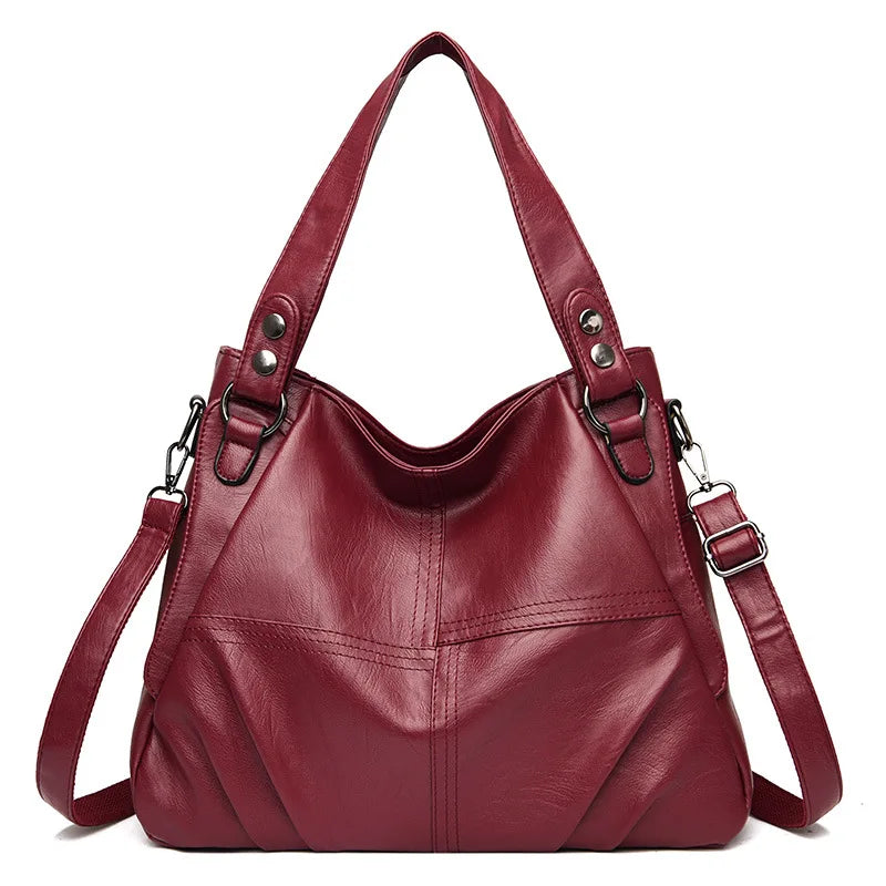Vegan Leather Women's Shoulder Bag – Vintage Fashion Handbag with Large Capacity