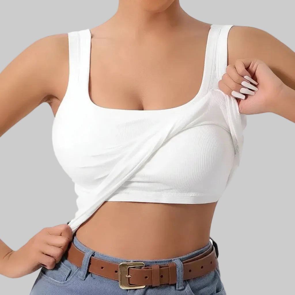 Ribbed Yoga Tank Top with Built-In Pad