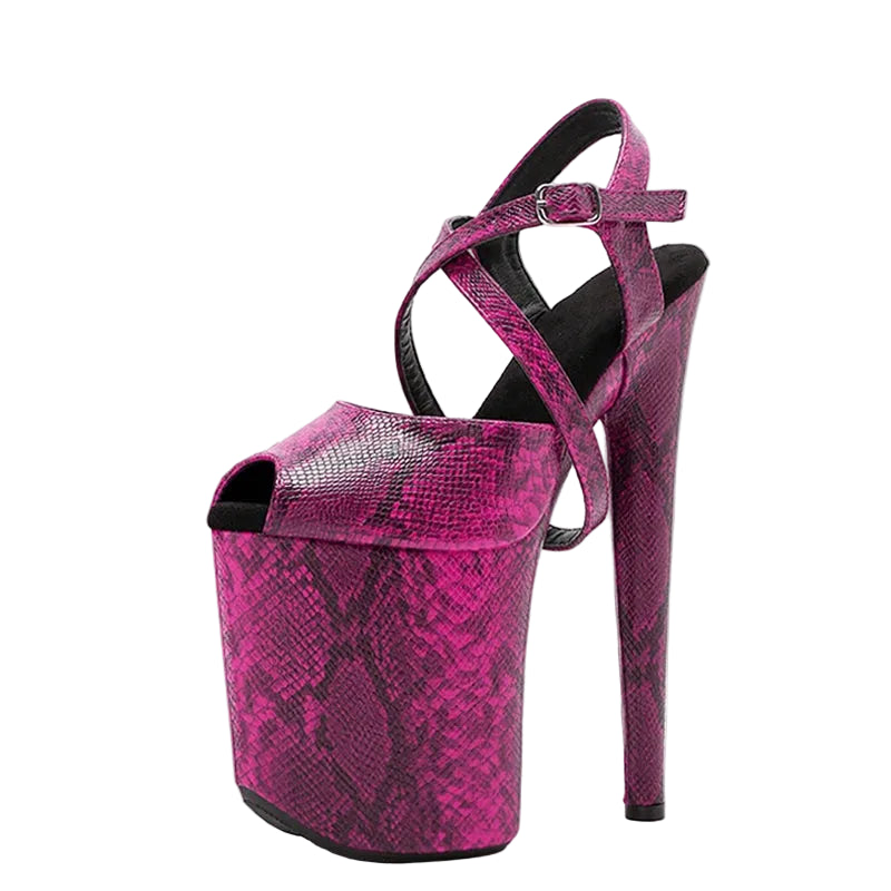 Snakeskin Platform Pole Sandals – 8" Heel