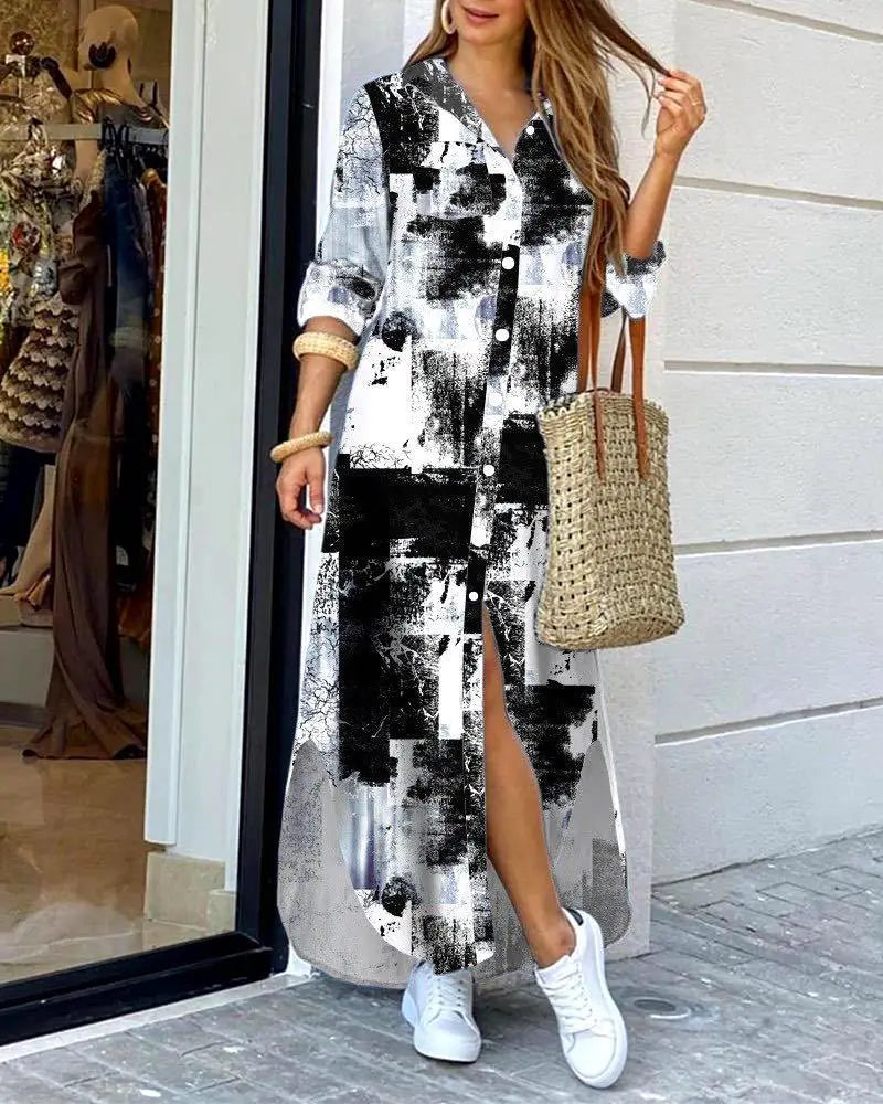 Button-Down Maxi Shirt Dress