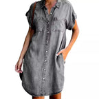 Washed Denim Shirt Dress
