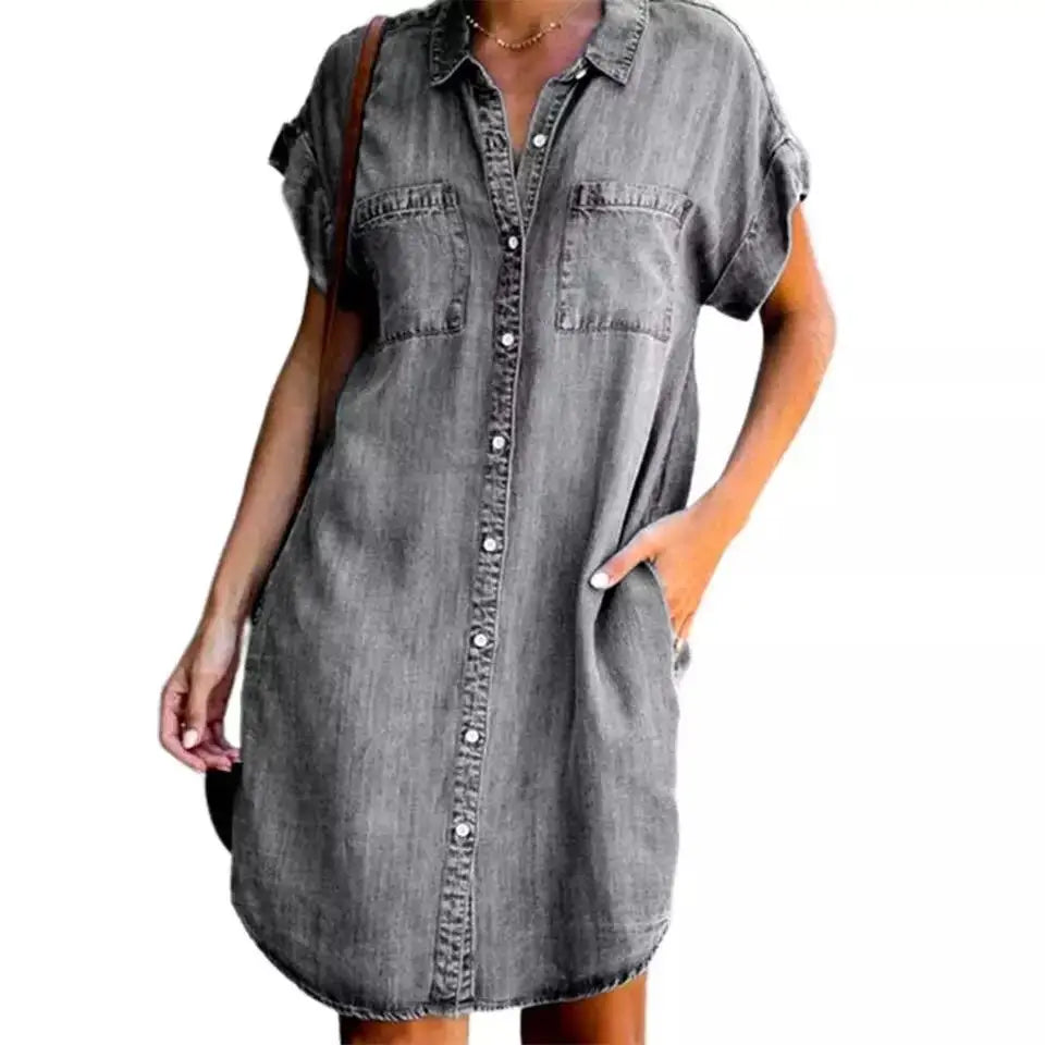 Washed Denim Shirt Dress