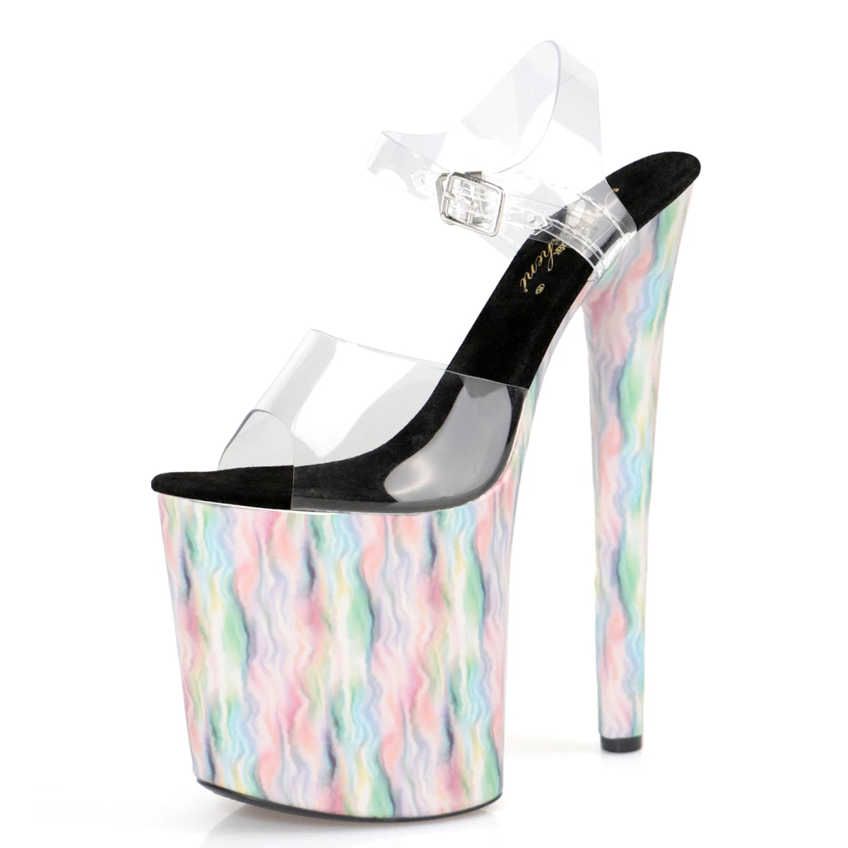 8 Inch Clear Cotton Candy Platform Pole Dance Sandals