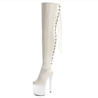 8 Inch Over-the-Knee Lace-Up Platform Stiletto Pole Dance Boots