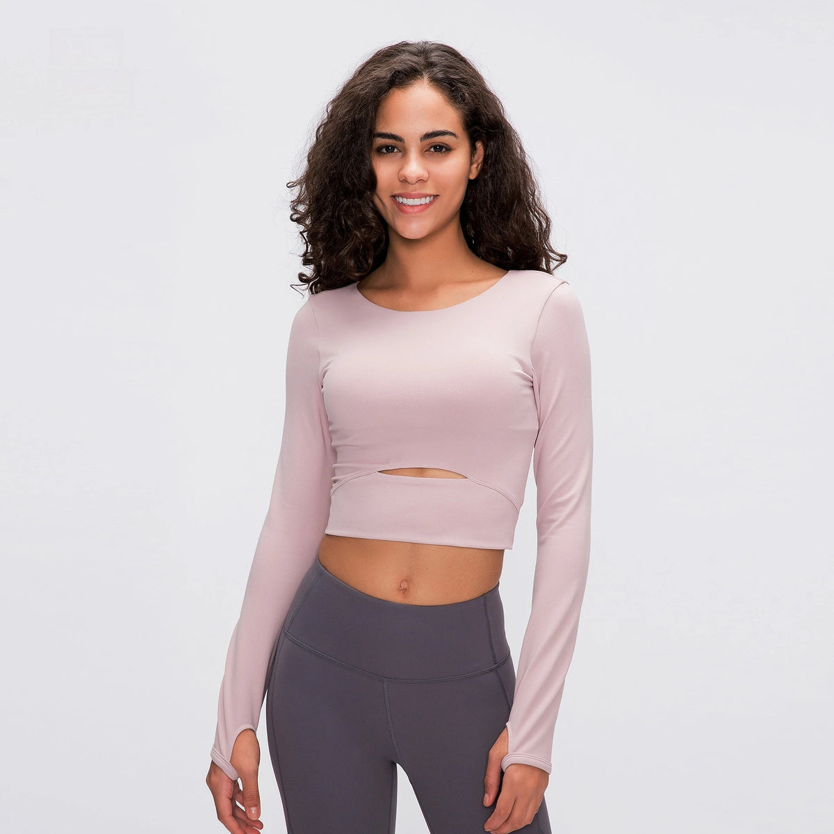 Long Sleeve Cropped Yoga Top with Thumb Holes