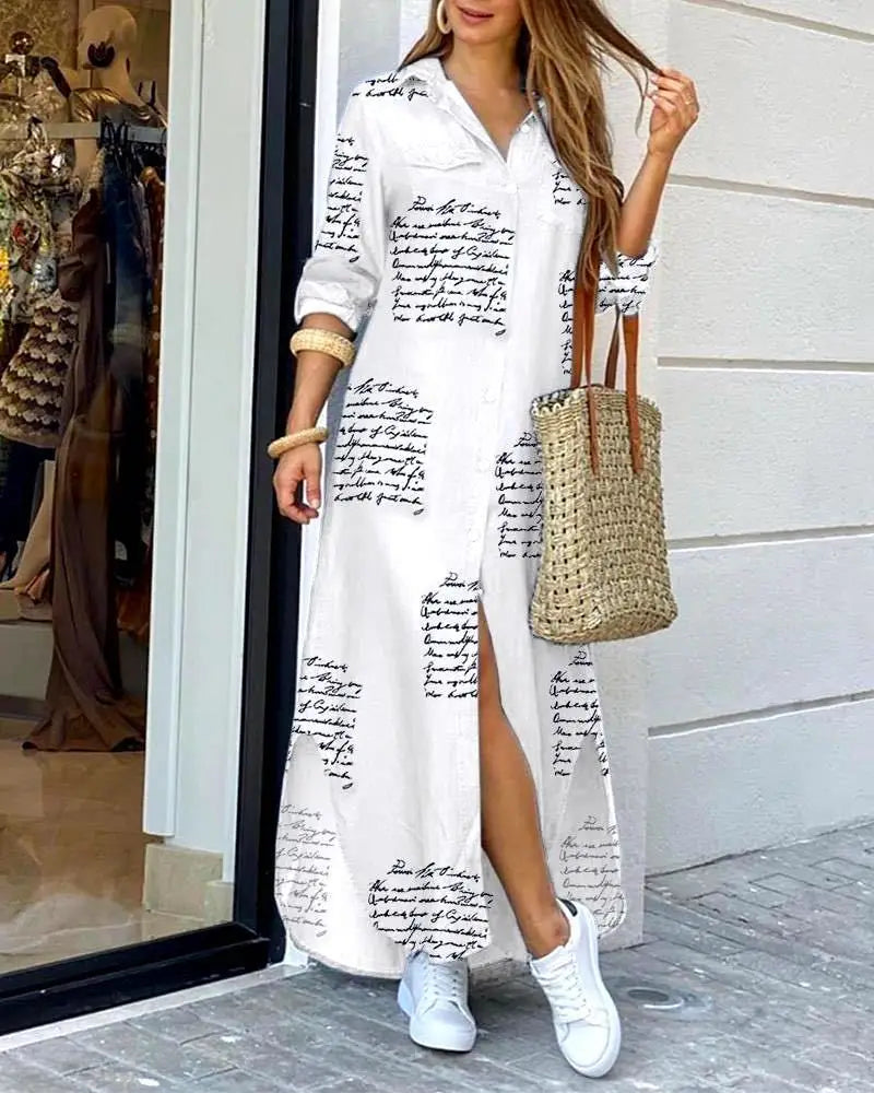 Button-Down Maxi Shirt Dress