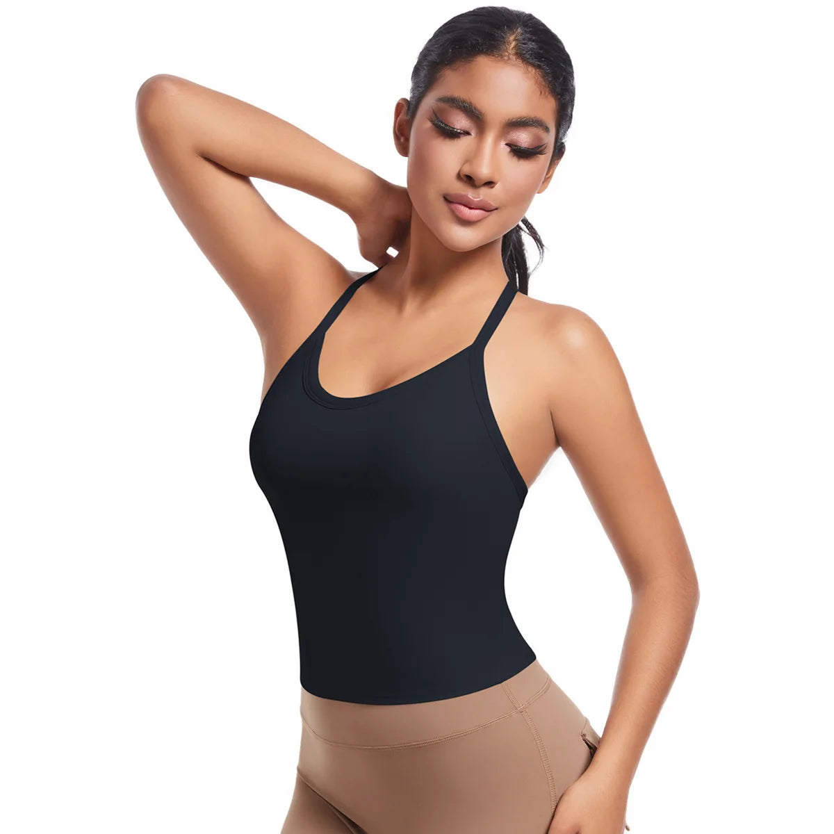 Cross Strap Backless Sports Bra | Seamless Nude-Feel Yoga Bra Top