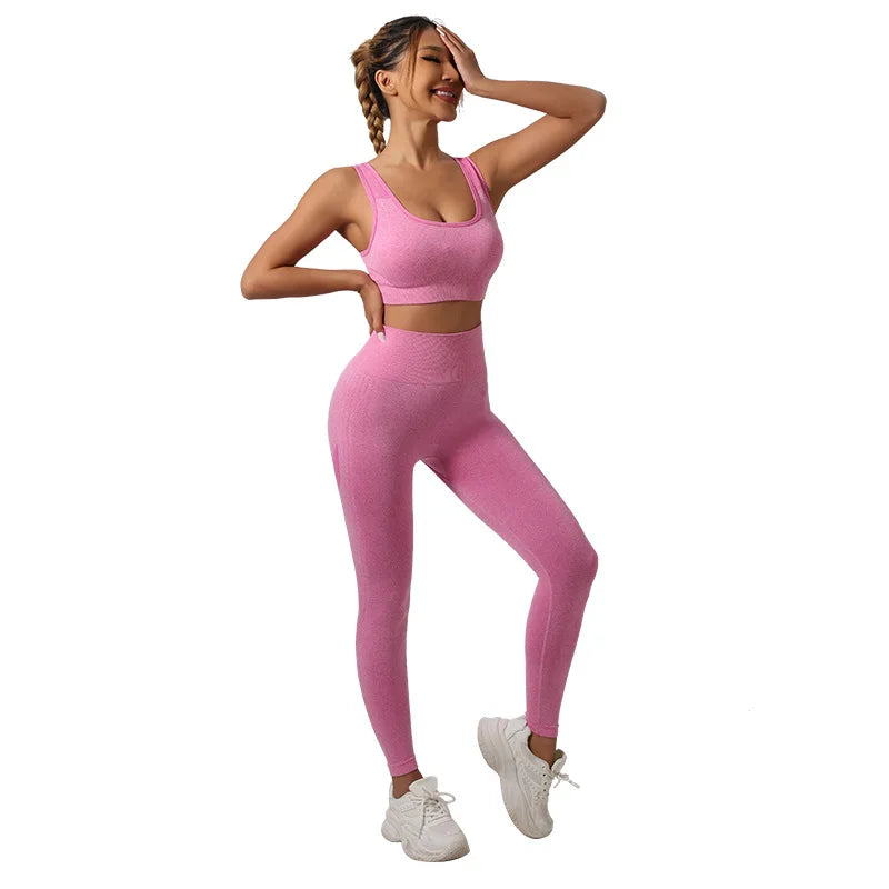 High Waist Leggings & Sports Bra Yoga Set | Scrunch Butt Two-Piece