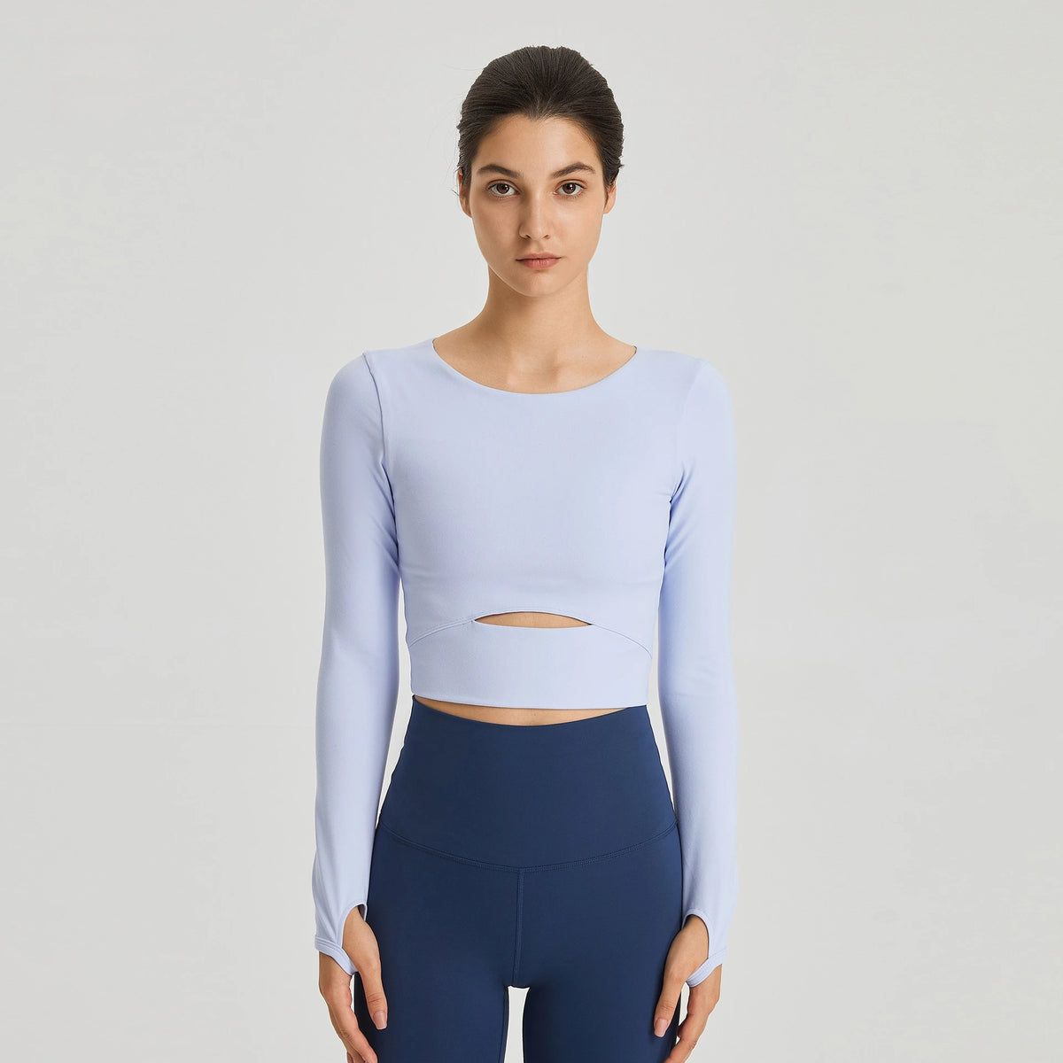 Long Sleeve Cropped Yoga Top with Thumb Holes