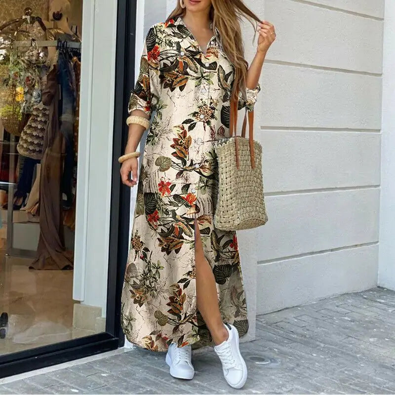 Button-Down Maxi Shirt Dress